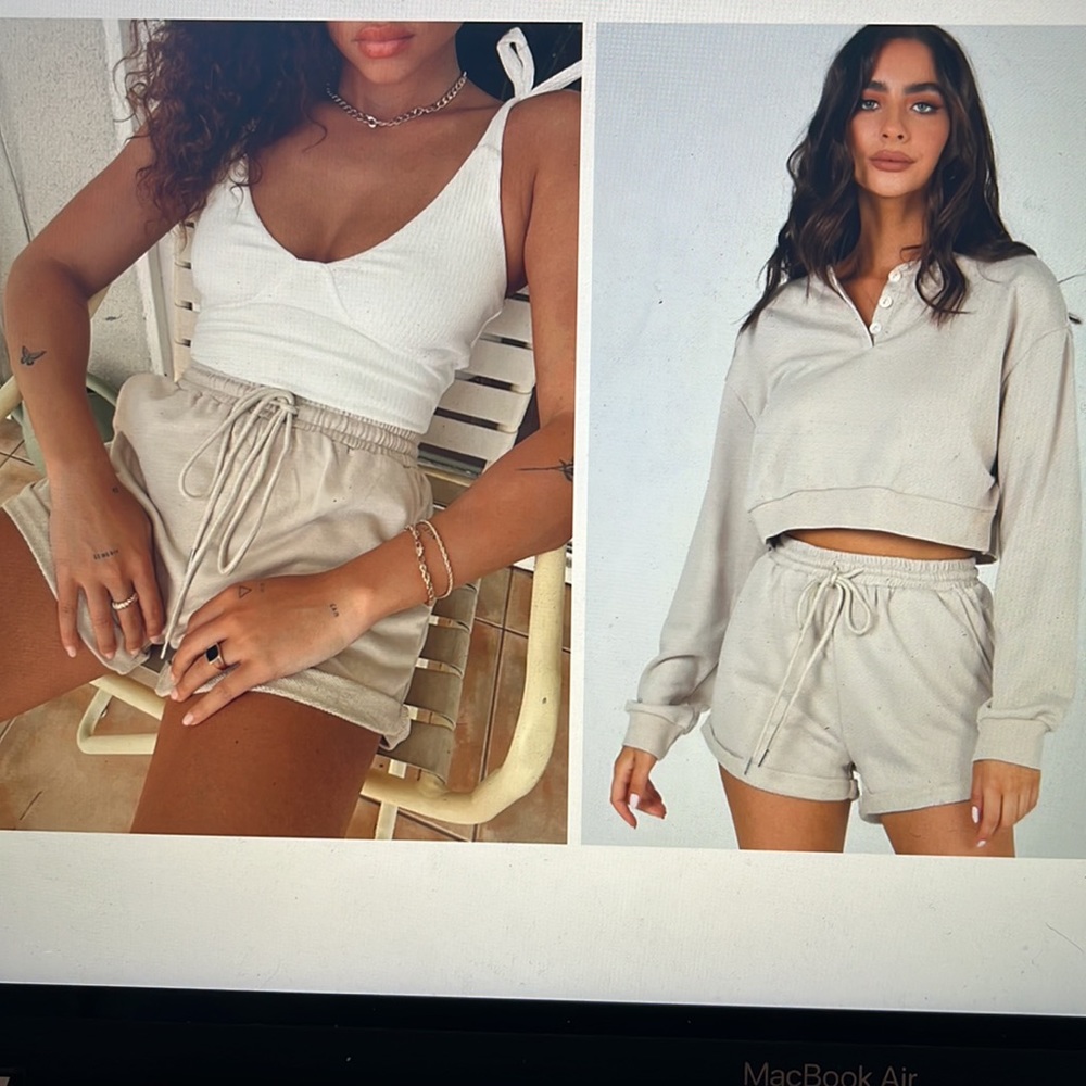 Princess Polly beige lounge shorts size 6